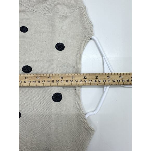 Absolutely Womens Sweater Size Small Tan Black Polka Dot Long Sleeve Lightweight - Picture 8 of 9